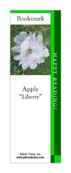 This bookmark depicts a Liberty Apple blossom.