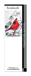This bookmark depicts a cardinal.