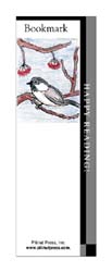 This bookmark depicts a chickadee.