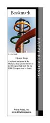 This bookmark depicts a sculpture of the Olympic Rings in Seoul, South Korea.